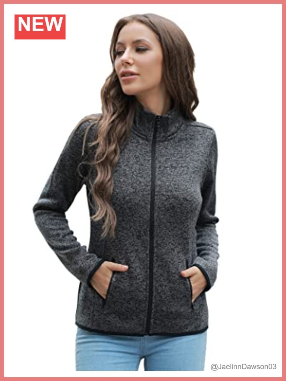 Women's Sweater Fleece Jacket Full Zip Knit Pockets